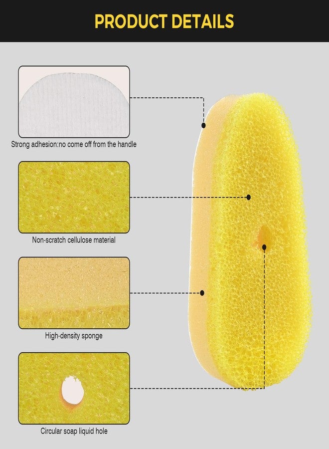 RIMAY Sponge Refills for Scrub Daddy Dish Daddy - 10 Packs Dish Wand Refills, Scrub Brush Replacement Heads, Dish Brush Replacement Head for Kitchen Cleaning, Yellow (Only Sponge Heads) - Image 4